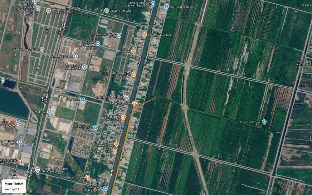Khung ảnh vệ tinh tây nhất của tuyến metro số 1 TP.HCM tại khu dân cư An Hạ, huyện Bình Chánh