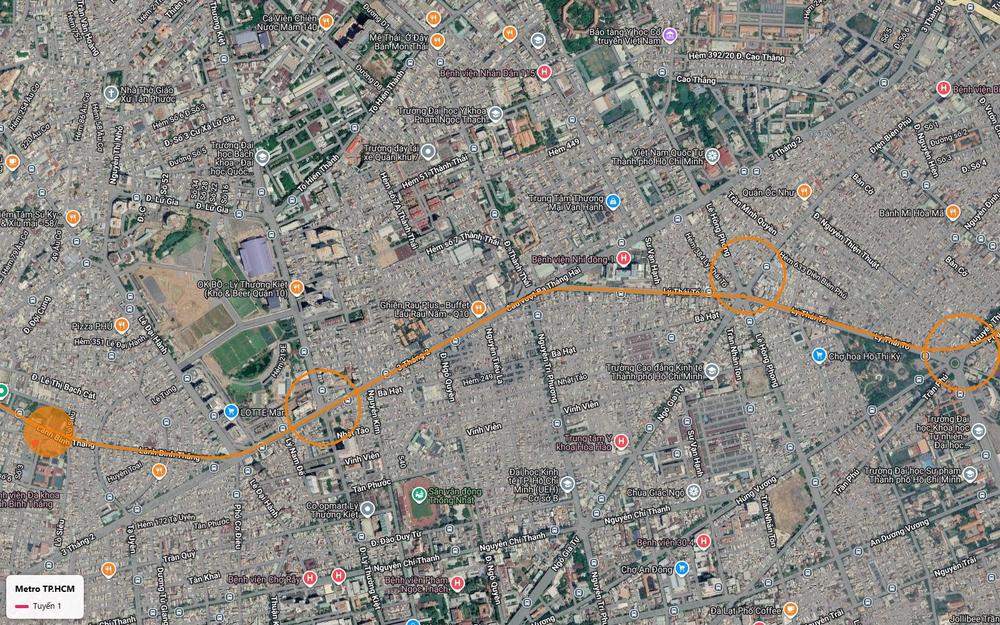 Khung số 13 với hướng tuyến metro số 1 theo trục Lý Thái Tổ, gần Việt Nam Quốc Tự và Vạn Hạnh Mall