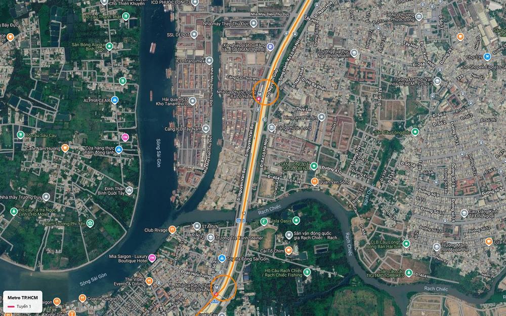 Khung số 21 với ga Phước Long của tuyến metro số 1 trên hành lang Võ Nguyên Giáp, cạnh cụm cảng ICD Trường Thọ