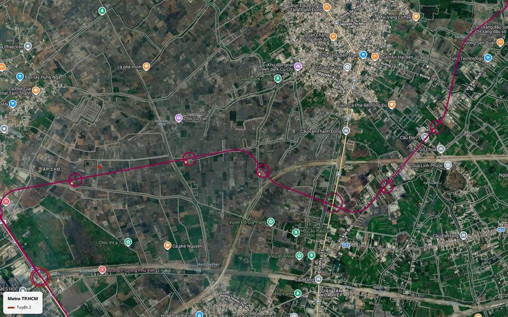 Toàn cảnh nhánh 17 km của tuyến metro số 2 TP.HCM từ Tân Phú Trung qua Tỉnh lộ 15 đến Võ Văn Bích, Củ Chi