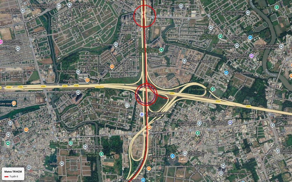 Tuyến metro số 6 quay về nút giao Vành đai 2 Võ Chí Công sau vòng cung Bình Thái Phước Long