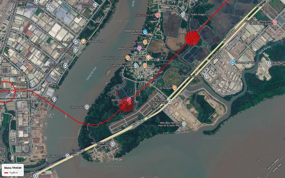 Tuyến metro số 6 vượt sông Sài Gòn thượng lưu cầu Phú Mỹ nối bán đảo Thạnh Mỹ Lợi với Quận 7