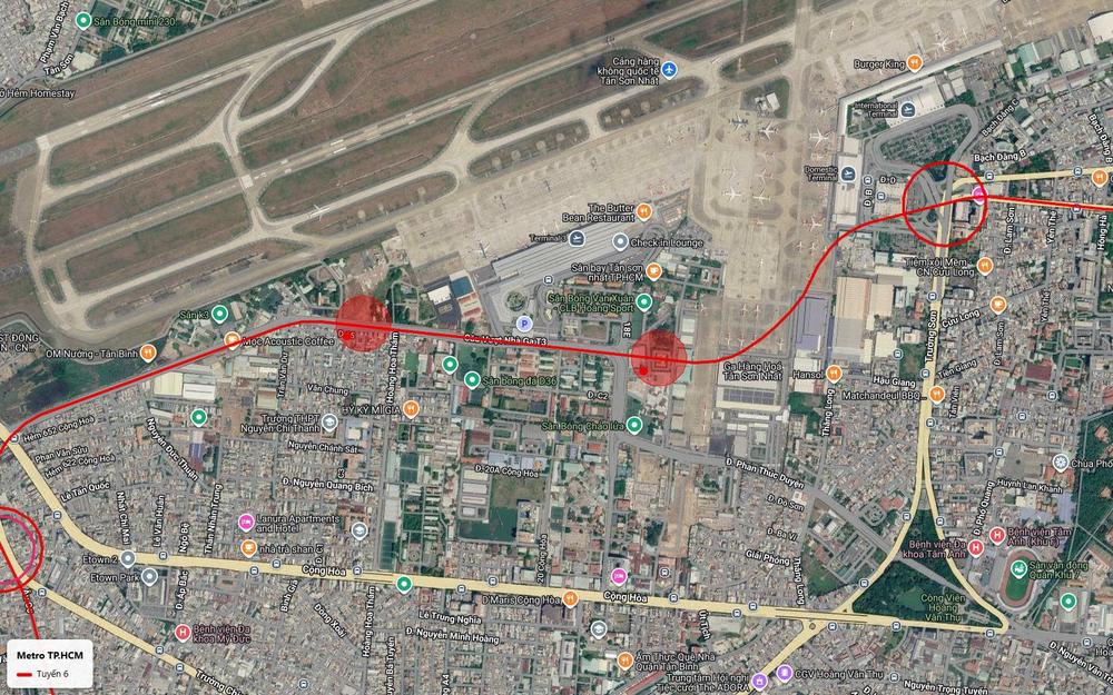 Tuyến metro số 6 theo hành lang cầu vượt nhà ga T3 sân bay Tân Sơn Nhất và ga hàng hóa Phan Thúc Duyện