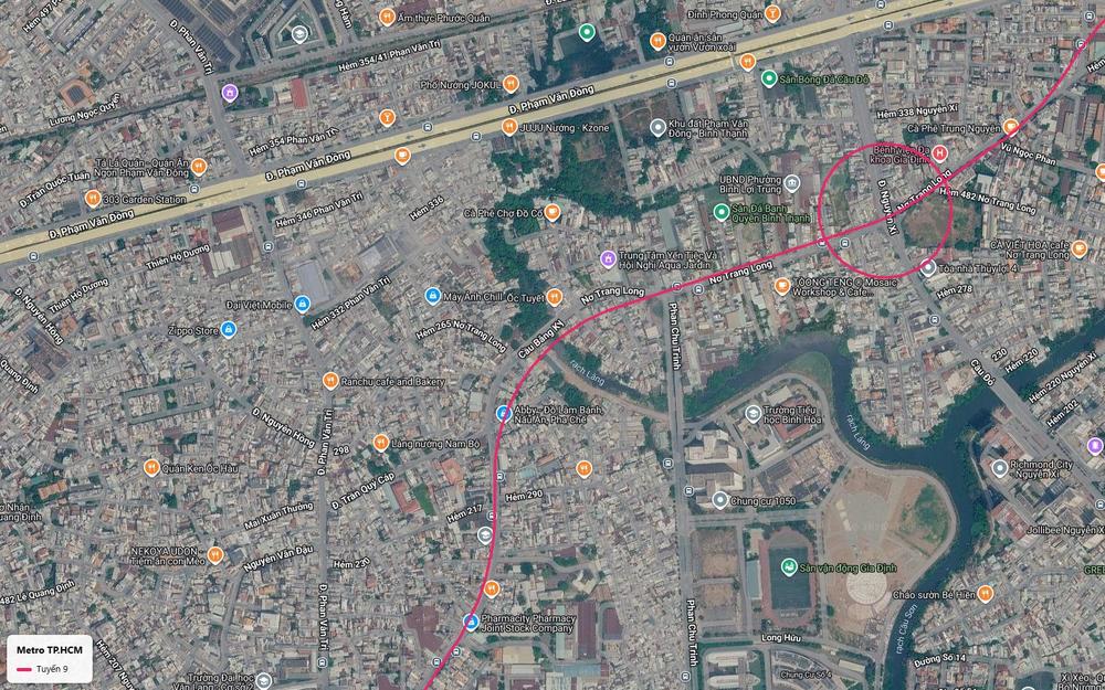 Ga trung chuyển tuyến metro số 9 khu Nguyễn Xí và Nơ Trang Long gần cầu Băng Ky Bình Thạnh