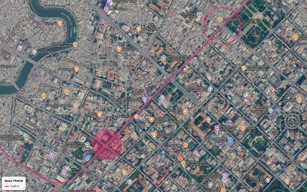 Ga ngầm tuyến metro số 9 khu Trương Định trên đường Võ Thị Sáu Quận 3 gần Viện Pasteur