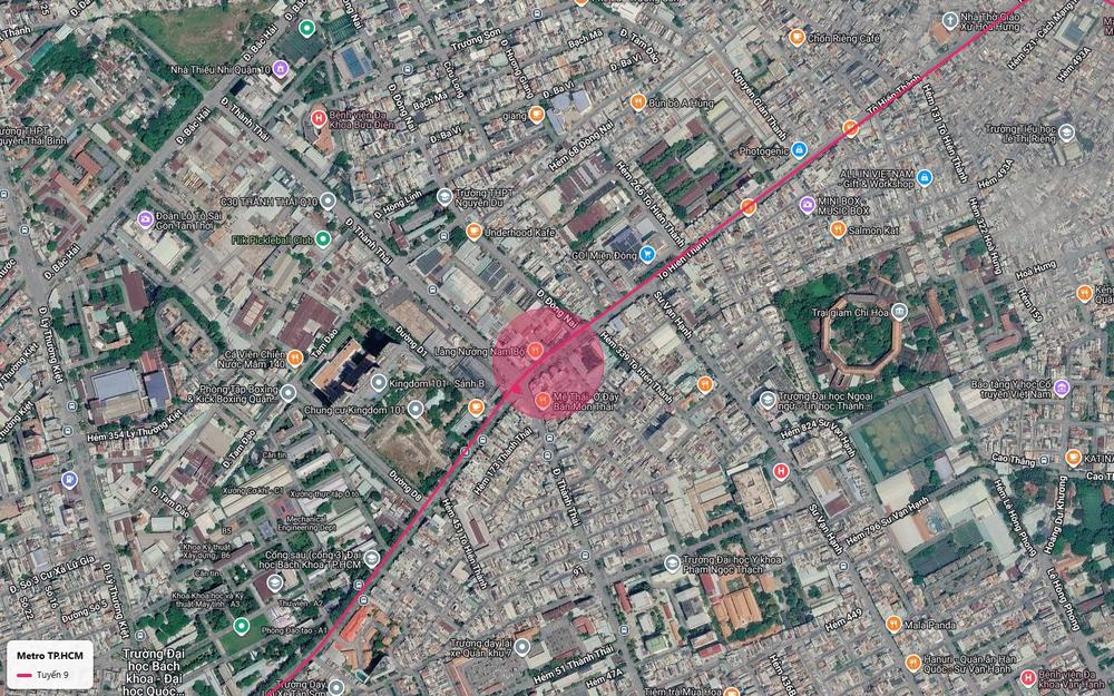 Ga ngầm tuyến metro số 9 trên Tô Hiến Thành Quận 10 gần đường Đồng Nai và Trại giam Chí Hòa