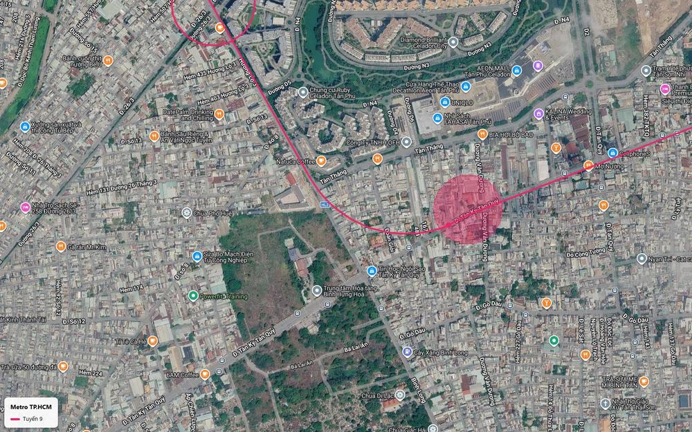 Đoạn cong tuyến metro số 9 từ Tân Kỳ Tân Quý lên Hương lộ 3 vào Bình Hưng Hòa quận Bình Tân