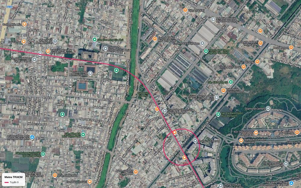 Nhà ga tuyến metro số 9 tại giao Đường 26/3 và Kênh 19/5 gần chung cư Emerald và khu công nghiệp Tân Bình
