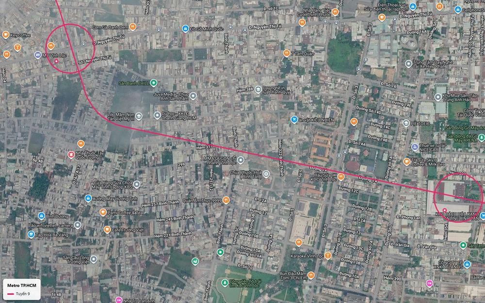 Tuyến metro số 9 chạy dọc Đường 14 xuyên khu dân cư Vĩnh Lộc phường Bình Hưng Hòa B
