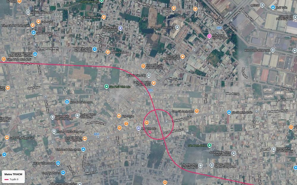 Nhà ga tuyến metro số 9 tại giao Nguyễn Thị Tú và Hương lộ 80 vùng Vĩnh Lộc A đang đô thị hóa